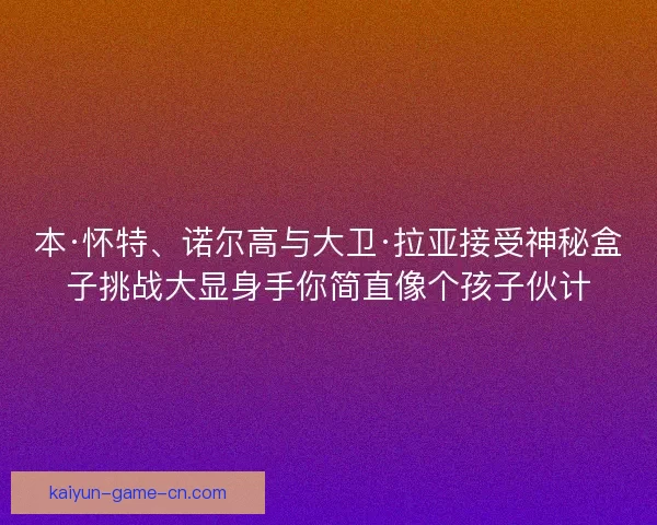 本·怀特、诺尔高与大卫·拉亚接受神秘盒子挑战大显身手你简直像个孩子伙计