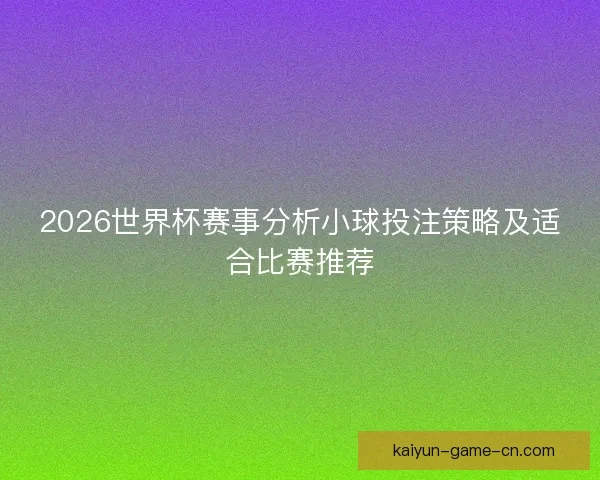 2026世界杯赛事分析小球投注策略及适合比赛推荐